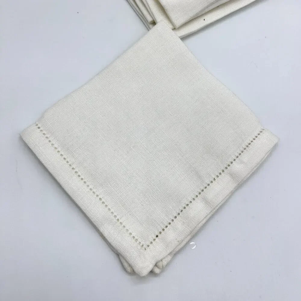 Vintage Irish Linen Cocktail Napkins Nordstrom White Square Set of 6 NWT NOS